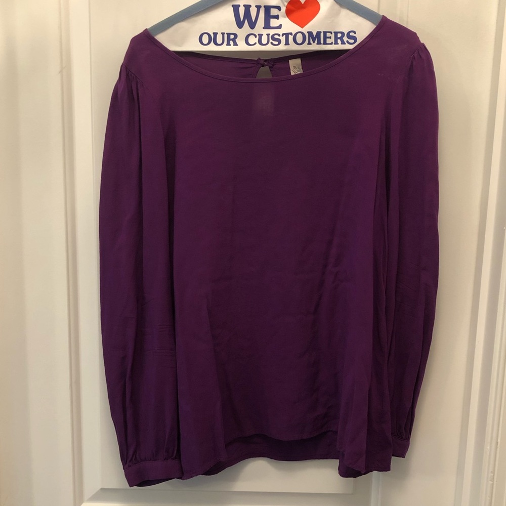 Purple jewel toned blouse with black buttons